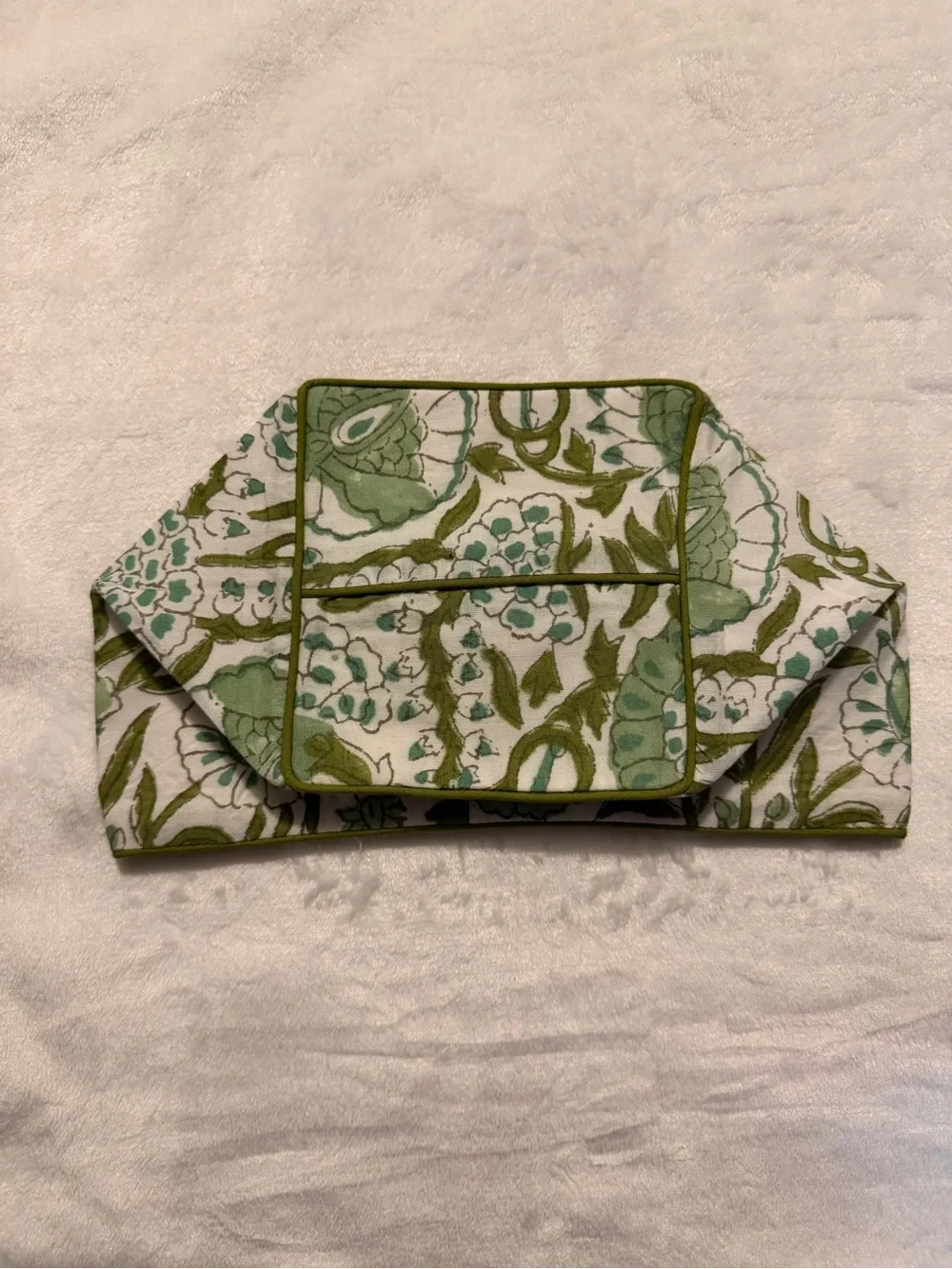 CPC Agate Green Block Print Cotton Tissue Box Cover 5